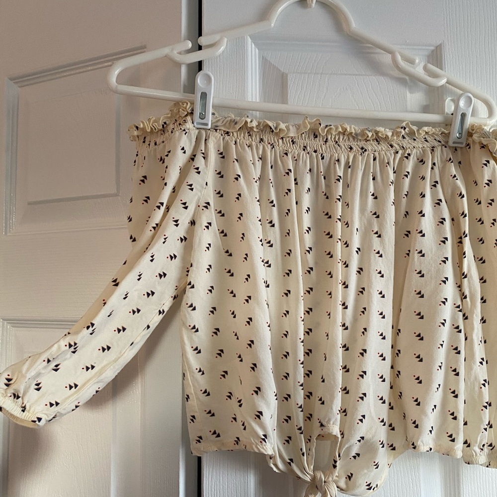 Beige Off the Shoulder Shirt